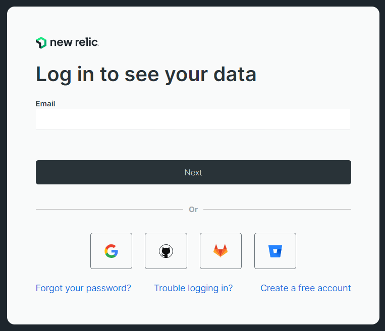 Log in to your New Relic account