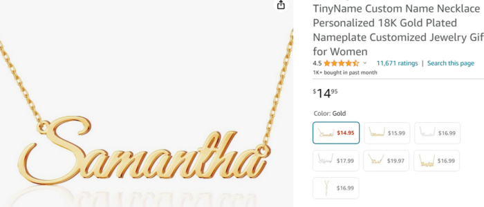 custom name necklace dropshipping