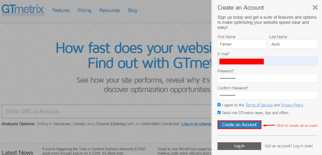 Analyze and optimize speed of your website with GTmetrix tool