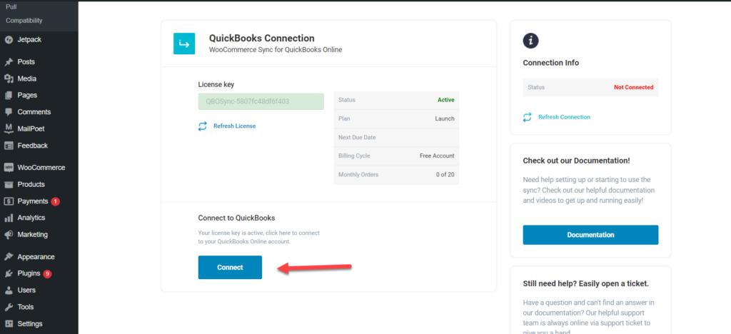 connect your online quickbooks account